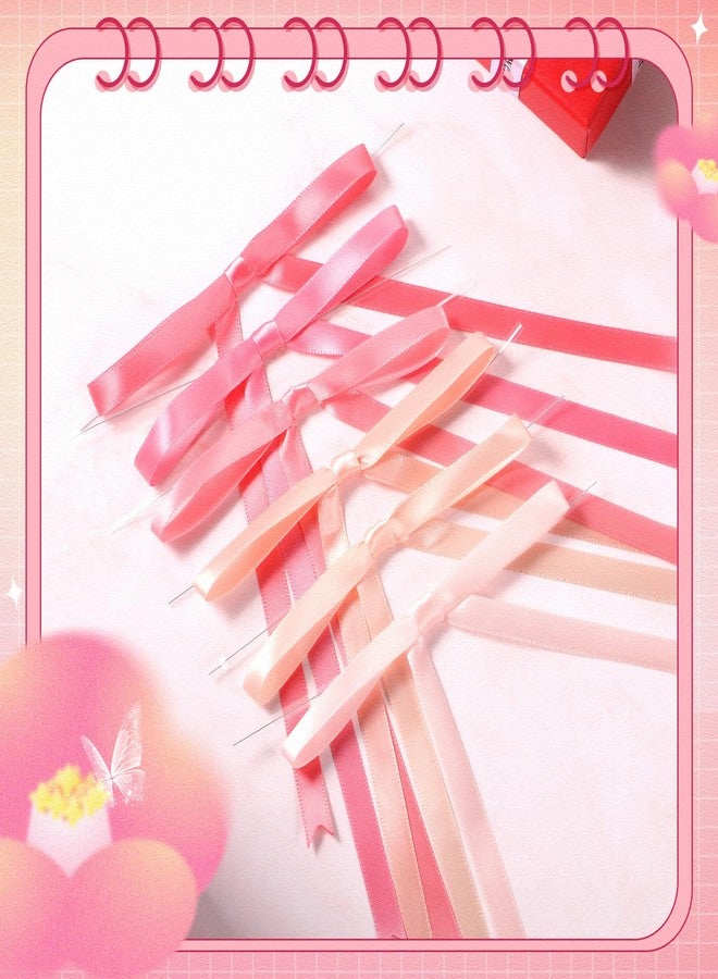 Canlierr 72 Pcs Pink Bows for Gift Wrapping, 5 x 7 Inch Satin Ribbon Twist Tie Bows, Craft DIY Gift Treat Bags Box Decorations for Birthday Valentine's Day Wedding Party - Image 4